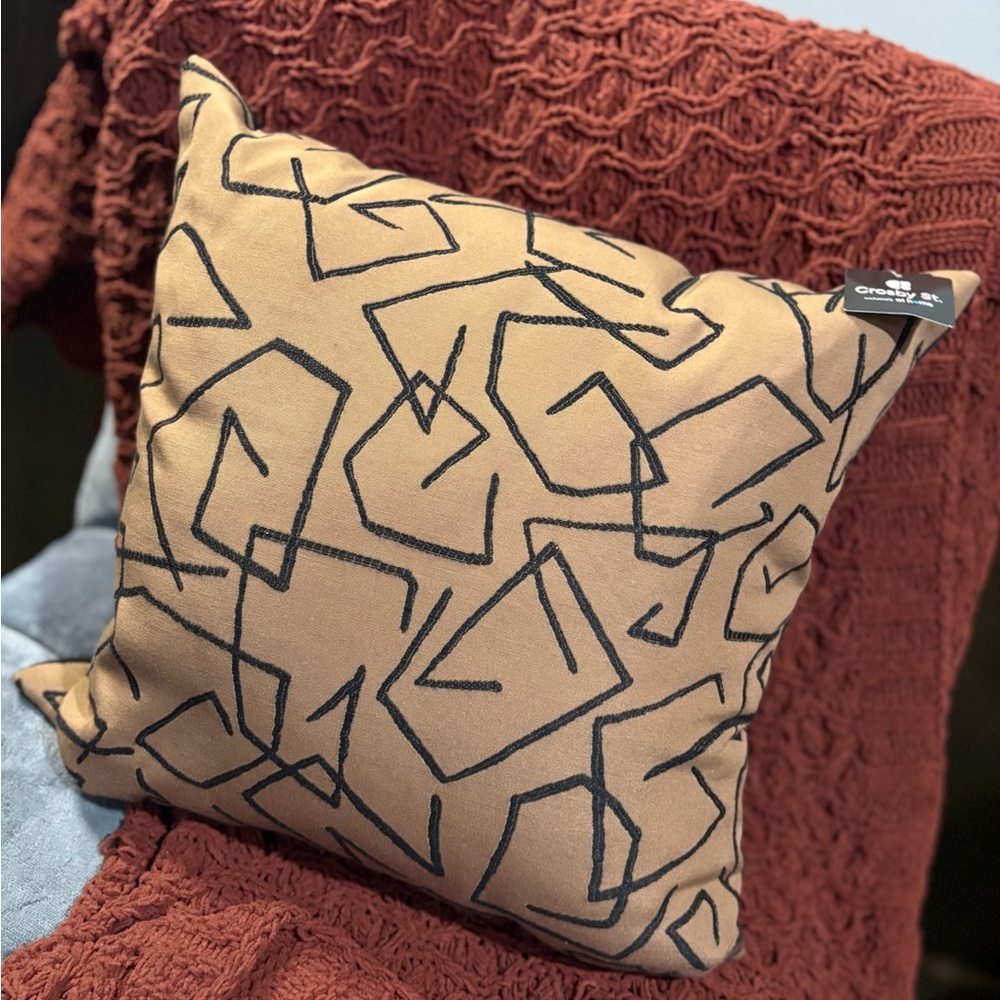 Artistic Tan and Black Accent Pillow